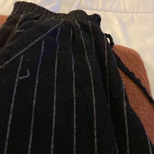 Black white striped cotton summer pants flare bottoms